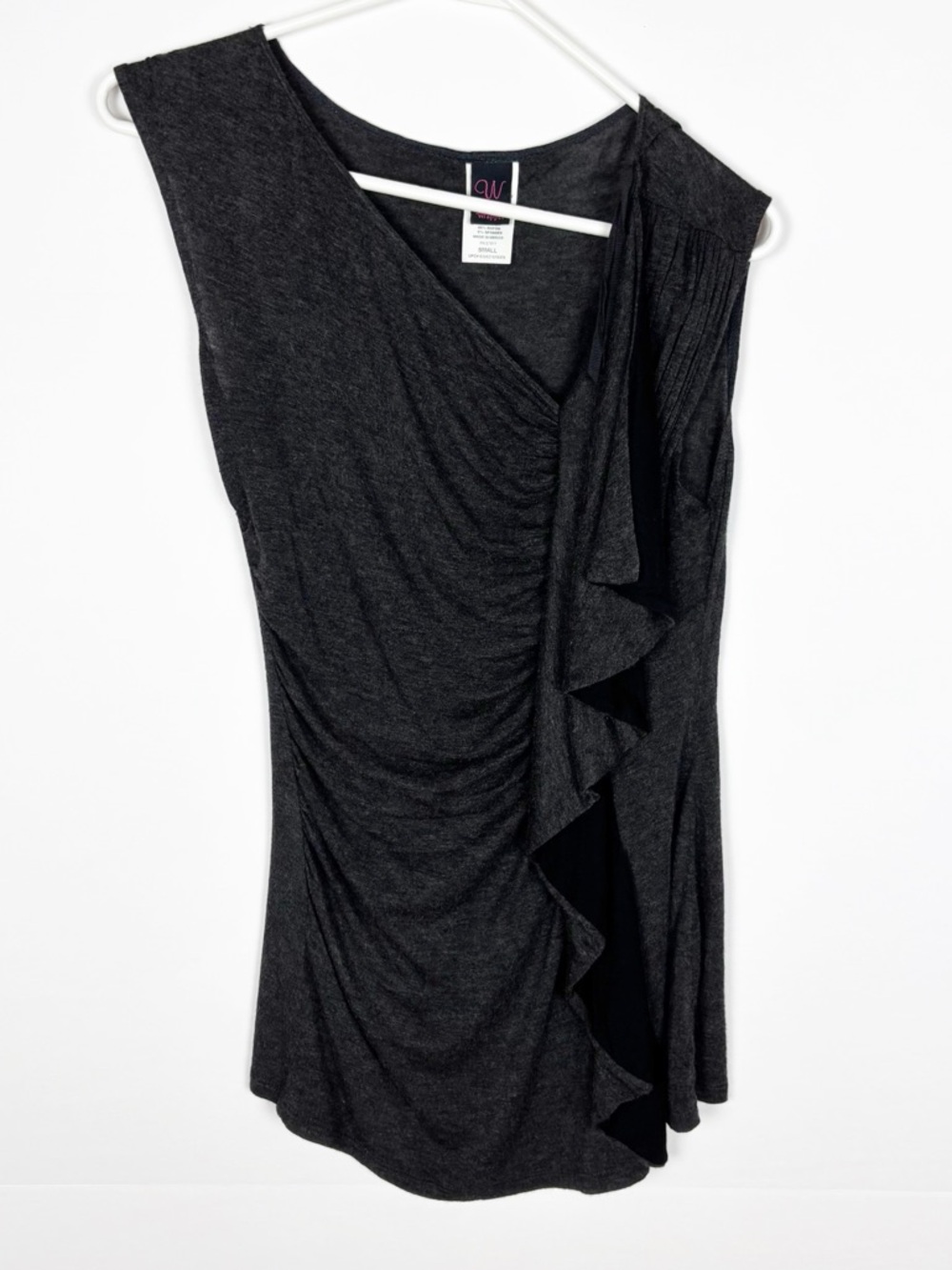 Wrapper Top Size Small Gray Draped Ruffle Y2K Vintage